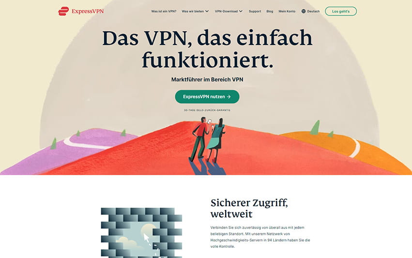Bild von der Startseite des VPN Anbieters ExpressVPN