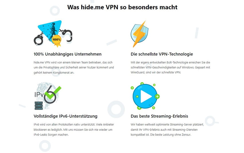 Features von Hide.me VPN, welche die Konkurrenz nicht hat.